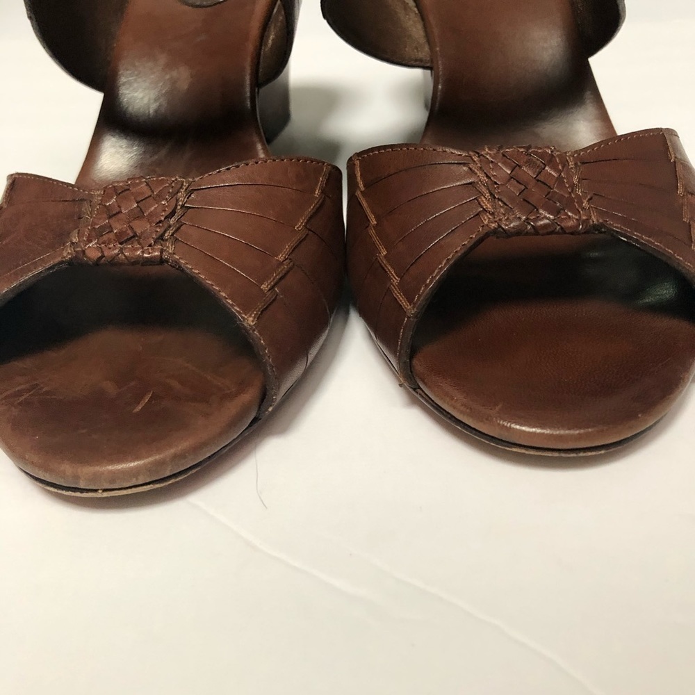 Cole Haan Nike Air Huarache Oxblood Brown Leather Wedge Sandals 10B - Picture 4 of 8